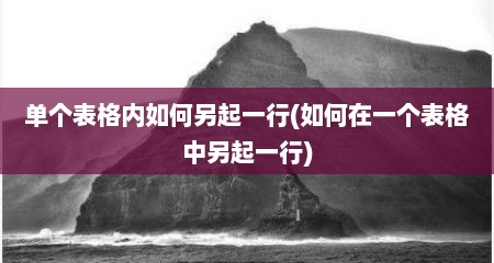 单个表格内如何另起一行(如何在一个表格中另起一行)