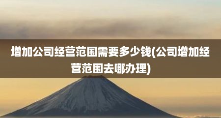 增加公司经营范围需要多少钱(公司增加经营范围去哪办理)