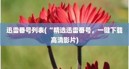 迅雷番号列表(“精选迅雷番号，一键下载高清影片)