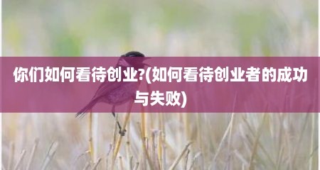 你们如何看待创业?(如何看待创业者的成功与失败)