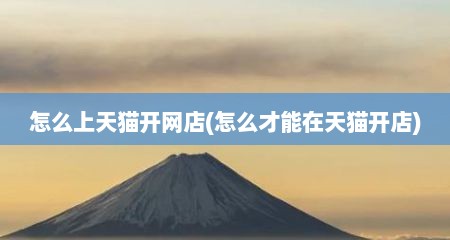 怎么上天猫开网店(怎么才能在天猫开店)