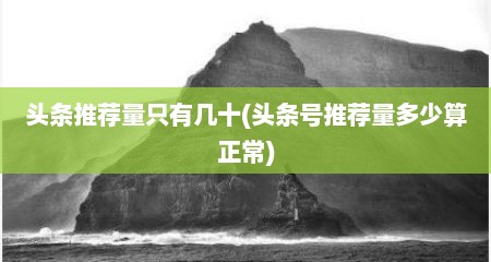 头条推荐量只有几十(头条号推荐量多少算正常)