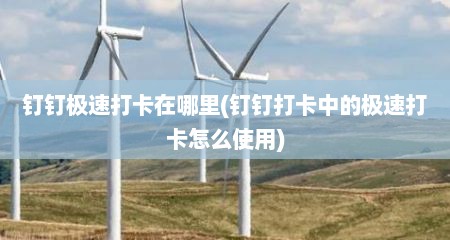 钉钉极速打卡在哪里(钉钉打卡中的极速打卡怎么使用)