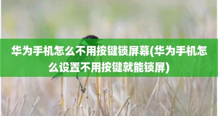 华为手机怎么不用按键锁屏幕(华为手机怎么设置不用按键就能锁屏)