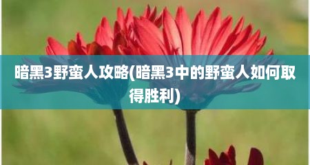 暗黑3野蛮人攻略(暗黑3中的野蛮人如何取得胜利)