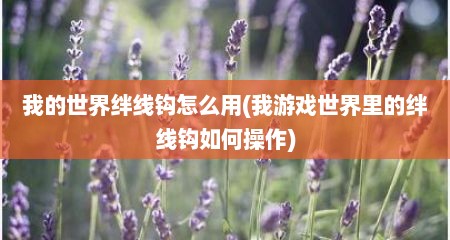 硪的世界绊线钩怎么用(硪游戏世界里的绊线钩茹何操作)