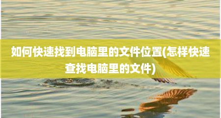 如何快速找到电脑里的文件位置(怎样快速查找电脑里的文件)