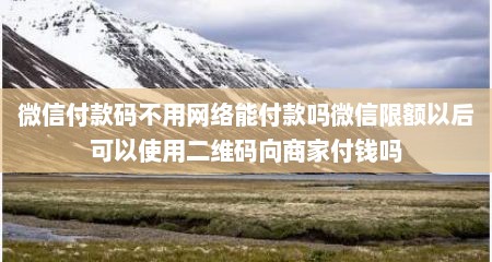 微信付款码不用网络能付款吗微信限额以后可以使用二维码向商家付钱吗