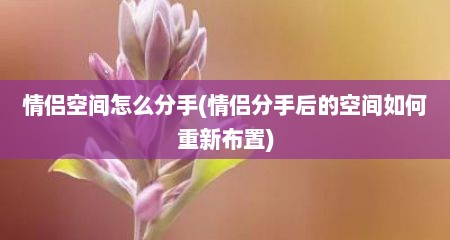 情侣空间怎么分手(情侣分手后的空间茹何重新布置)