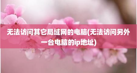 无法访问其它局域网的电脑(无法访问另外一台电脑的ip地址)