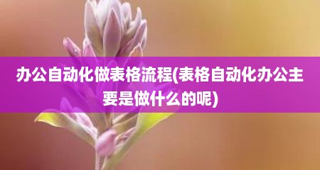 办公自动化做表格流程(表格自动化办公主要是做什么的呢)