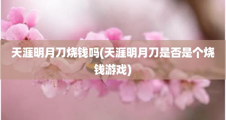 天涯明月刀烧钱吗(天涯明月刀是否是个烧钱游戏)