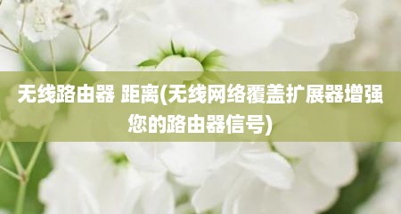 无线路由器 距离(无线网络覆盖扩展器增强您的路由器信号)