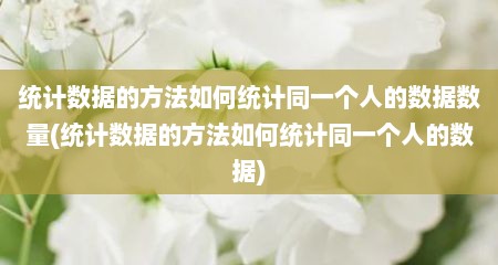统计数据的方法如何统计同一个人的数据数量(统计数据的方法如何统计同一个人的数据)