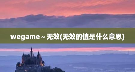 wegame～无效(无效的值是什么意思)