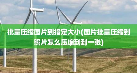 批量压缩图片到指定大小(图片批量压缩到照片怎么压缩到到一张)