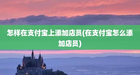 怎样在支付宝上添加店员(在支付宝怎么添加店员)