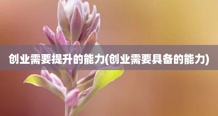 创业需要提升的能力(创业需要具备的能力)