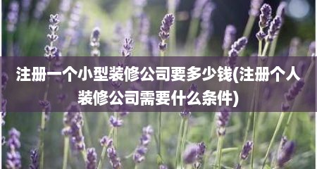 注册一个小型装修公司要多少钱(注册个人装修公司需要什么条件)
