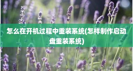 怎么在开机过程中重装系统(怎样制作启动盘重装系统)