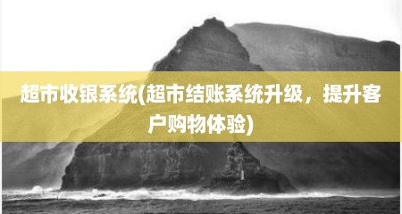超市收银系统(超市结账系统升级，提升客户购物体验)
