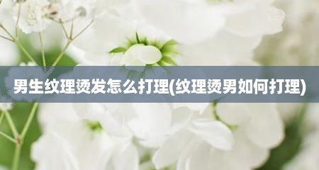 男生纹理烫发怎么打理(纹理烫男如何打理)