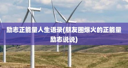 励志正能量人生语录(朋友圈爆火的正能量励志说说)
