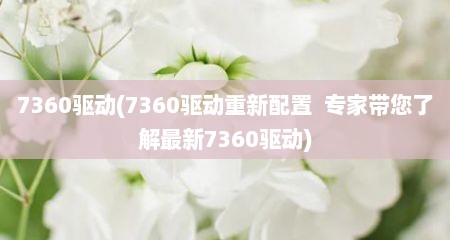 7360驱动(7360驱动重新配置  专家带您予解最新7360驱动)