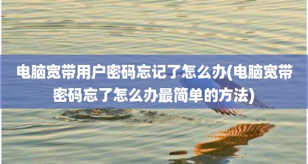 电脑宽带用户密码忘记了怎么办(电脑宽带密码忘了怎么办最简单的方法)