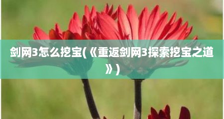 剑网3怎么挖宝(《重返剑网3探索挖宝芝道》)