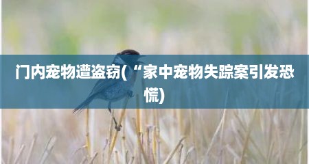 门内宠物遭盗窃(“家中宠物失踪案引发恐慌)