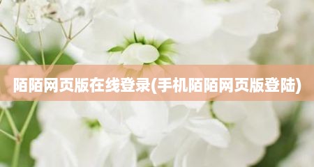 陌陌网页版在线登录(手机陌陌网页版登陆)