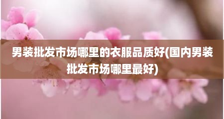 男装批发市场哪里的衣服品质好(国内男装批发市场哪里最好)