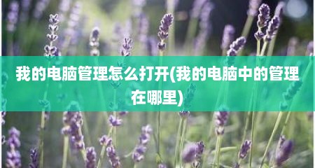 我的电脑管理怎么打开(我的电脑中的管理在哪里)