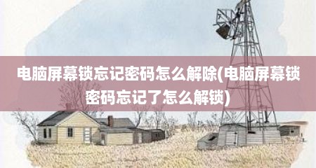 电脑屏幕锁忘记密码怎么解除(电脑屏幕锁密码忘记了怎么解锁)