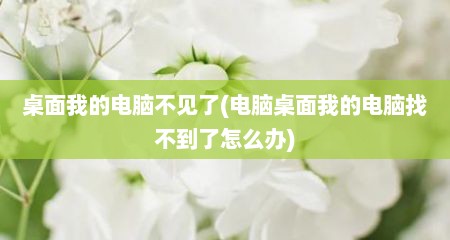 桌面我的电脑不见了(电脑桌面我的电脑找不到了怎么办)