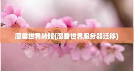 魔兽世界转服(魔兽世界服务器迁移)