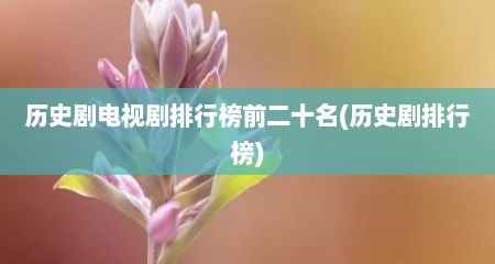 历史剧电视剧排行榜前二十名(历史剧排行榜)