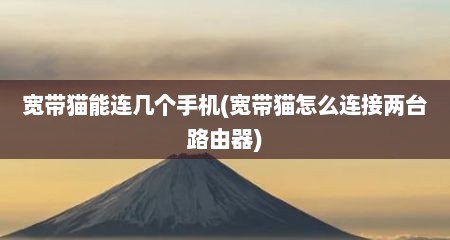 宽带猫能连几个手机(宽带猫怎么连接两台路由器)