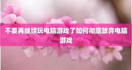 不要再继续玩电脑游戏了如何彻底放弃电脑游戏