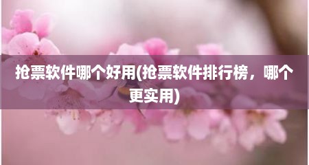 抢票软件哪个好用(抢票软件排行榜，哪个更实用)
