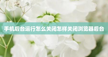 手机后台运行怎么关闭怎样关闭浏览器后台