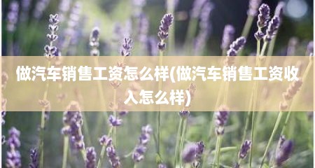 做汽车销售工资怎么样(做汽车销售工资收入怎么样)