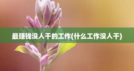 最赚钱没人干的工作(什么工作没人干)
