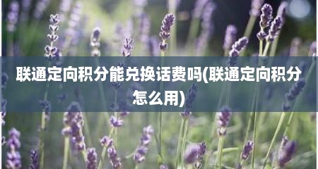 联通定向积分能兑换话费吗(联通定向积分怎么用)