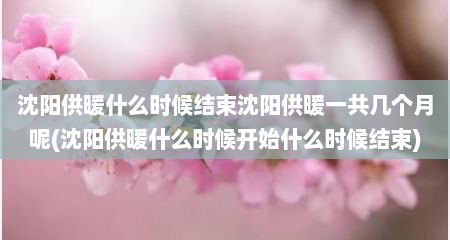 沈阳供暖什么时候结束沈阳供暖一共几个月呢(沈阳供暖什么时候开始什么时候结束)