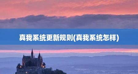 真我系统更新规则(真我系统怎样)
