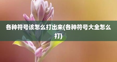 各种符号该怎么打出来(各种符号大全怎么打)