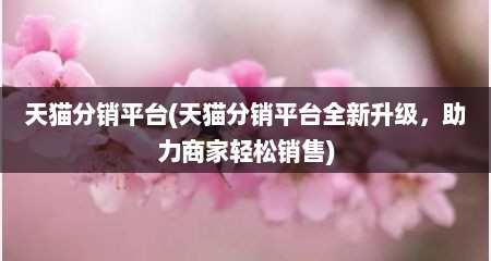 天猫分销平台(天猫分销平台全新升级，助力商家轻松销售)