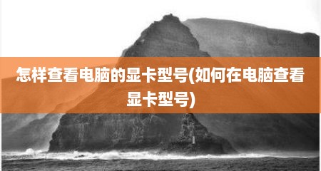 怎样查看电脑的显卡型号(如何在电脑查看显卡型号)